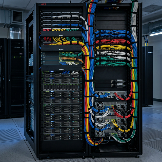 Immaculate server rack precision wiring